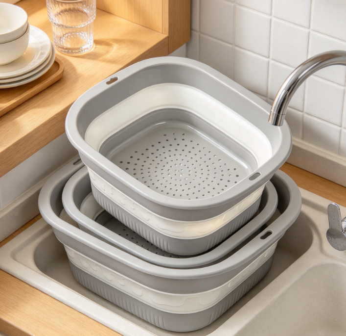 2-In-1 Collapsible Colander With Drainage Base For Sink Use - Image 2