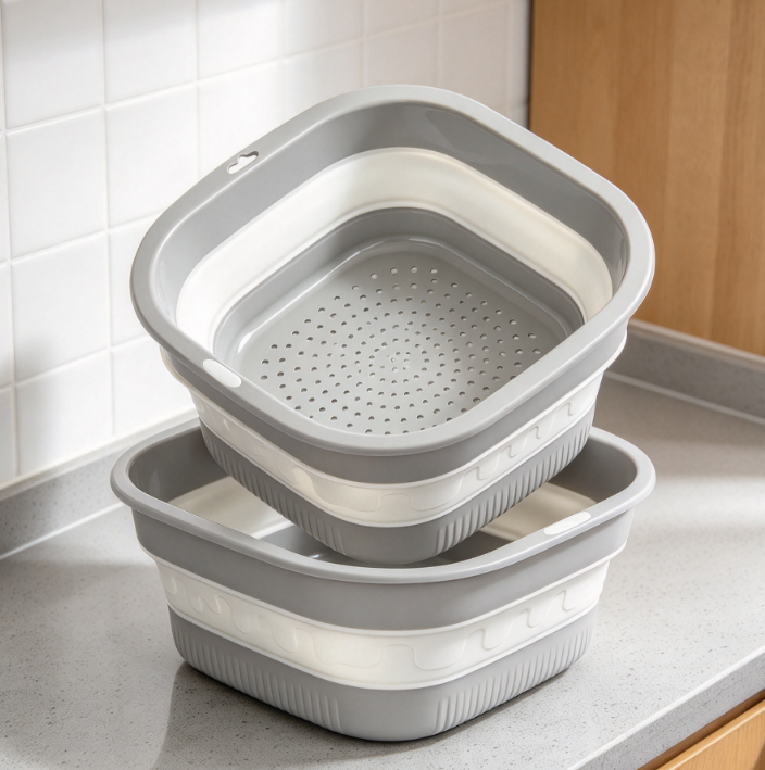 2-In-1 Collapsible Colander With Drainage Base For Sink Use