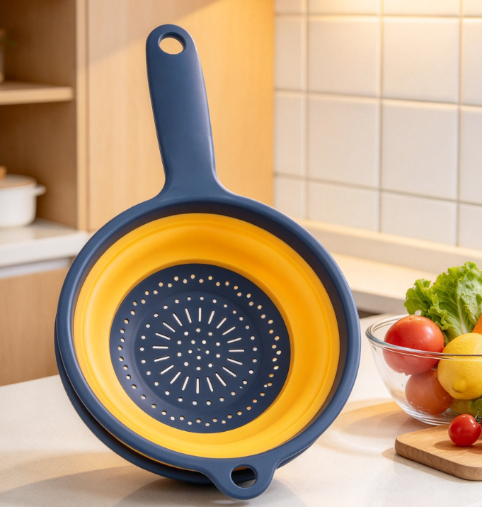 Pp-Material Vegetable Colander, Collapsible With Handles - Image 2