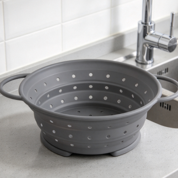 Collapsible Silicone Colander With Handles For Quick Draining