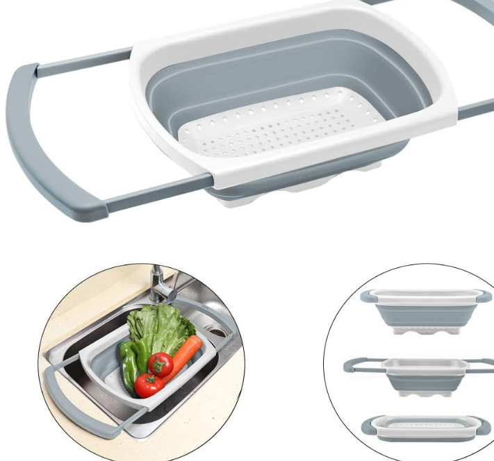 Collapsible, Extendable Silicone Kitchen Colander (Fits Over Sink) - Image 2