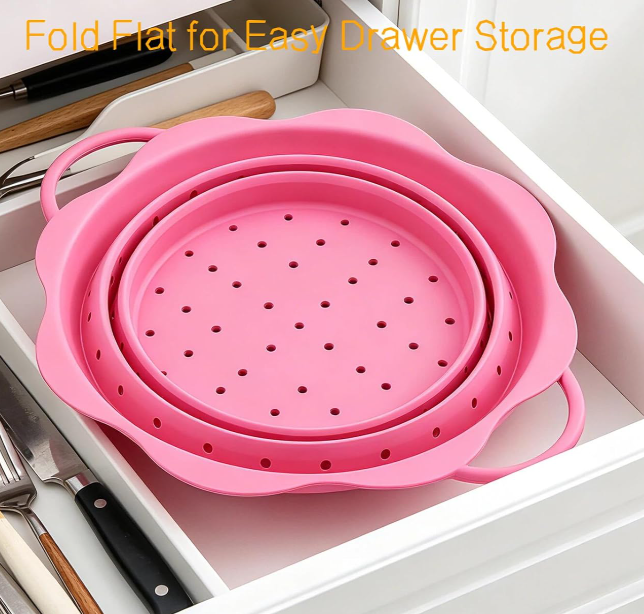 Collapsible Silicone Colander For Draining Pasta And Vegetables - Image 2