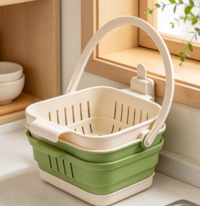 Collapsible, Hangable Over-The-Sink Colander (2-Piece Set)