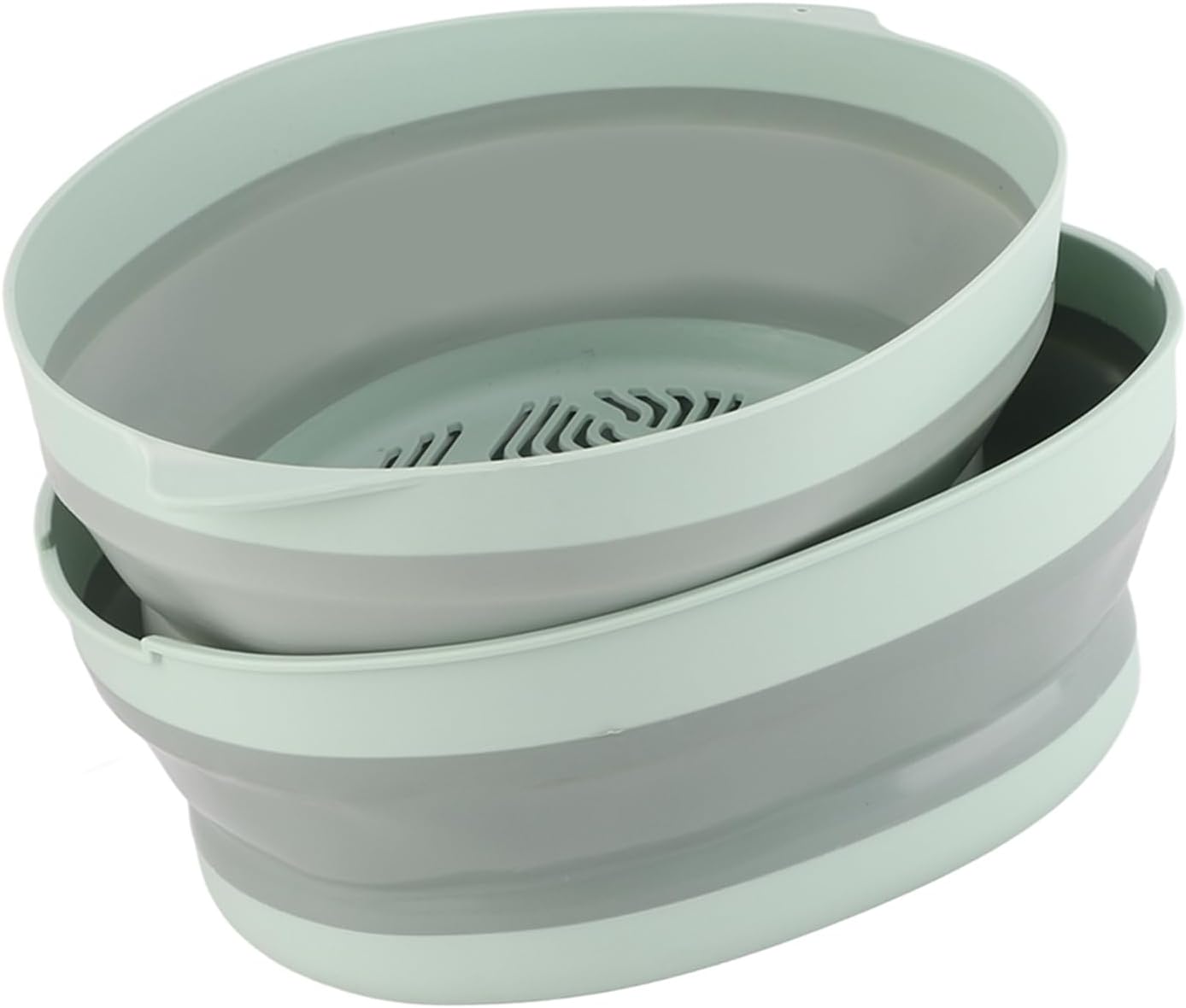 Large, Green, Collapsible Double-Layer Draining Basket - Image 2
