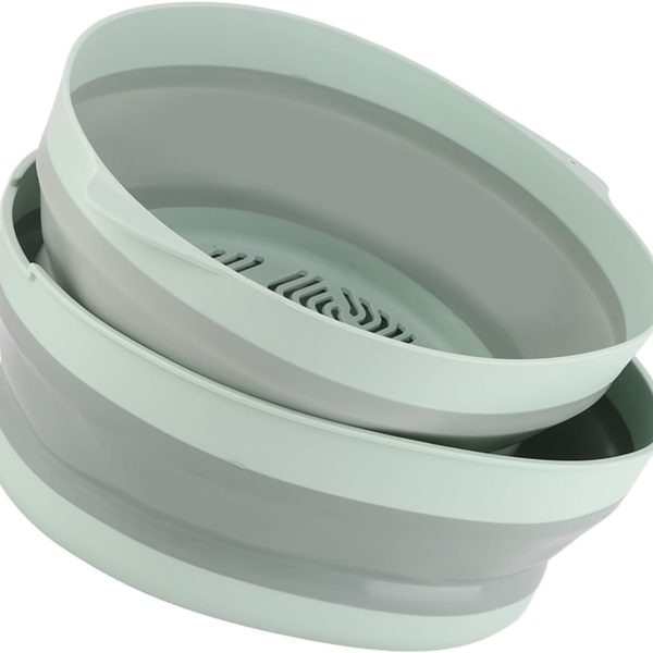 Large, Green, Collapsible Double-Layer Draining Basket