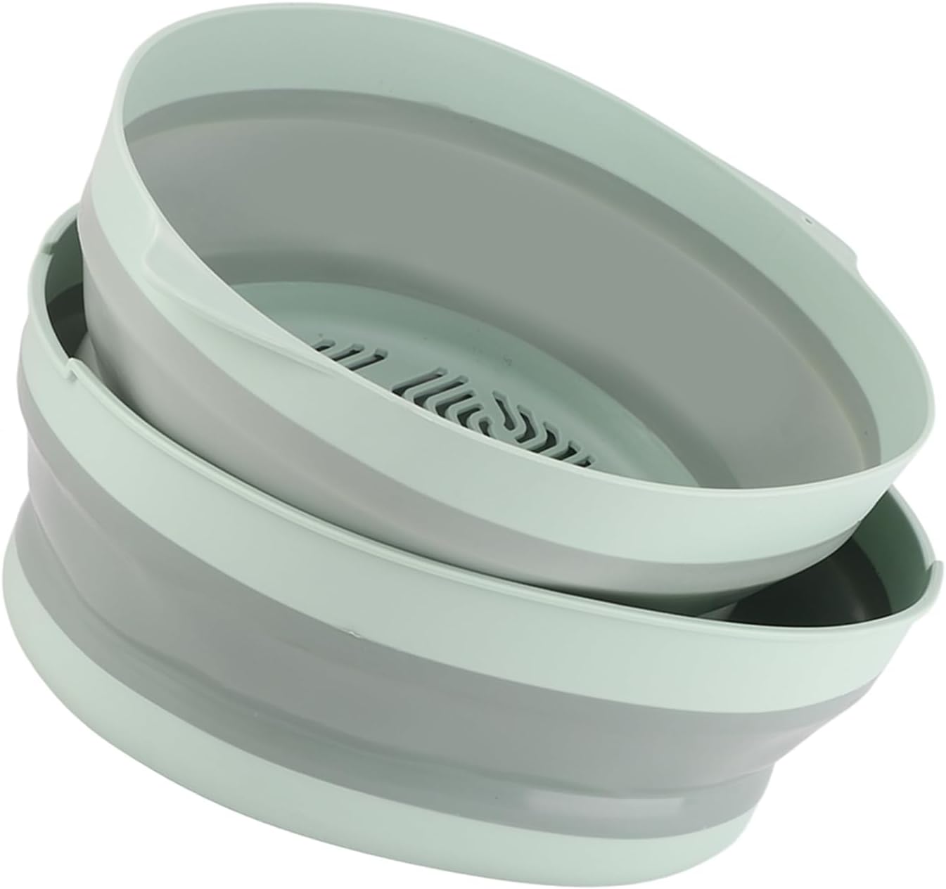 Large, Green, Collapsible Double-Layer Draining Basket