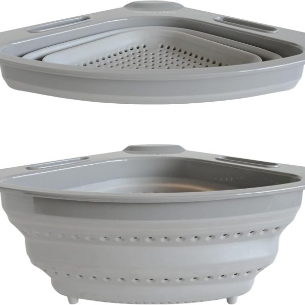 Collapsible Corner Draining Basket – A Space-Saving Solution For The Sink (Gray)