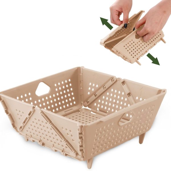 Plastic, Collapsible Draining Basket For Food (Apricot-Colored)