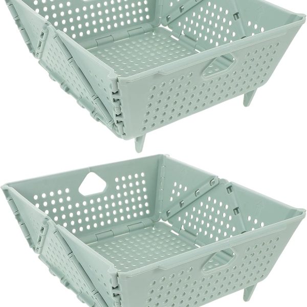 2-Piece Set Of Collapsible Plastic Mesh Baskets For Washing Rice In The Sink