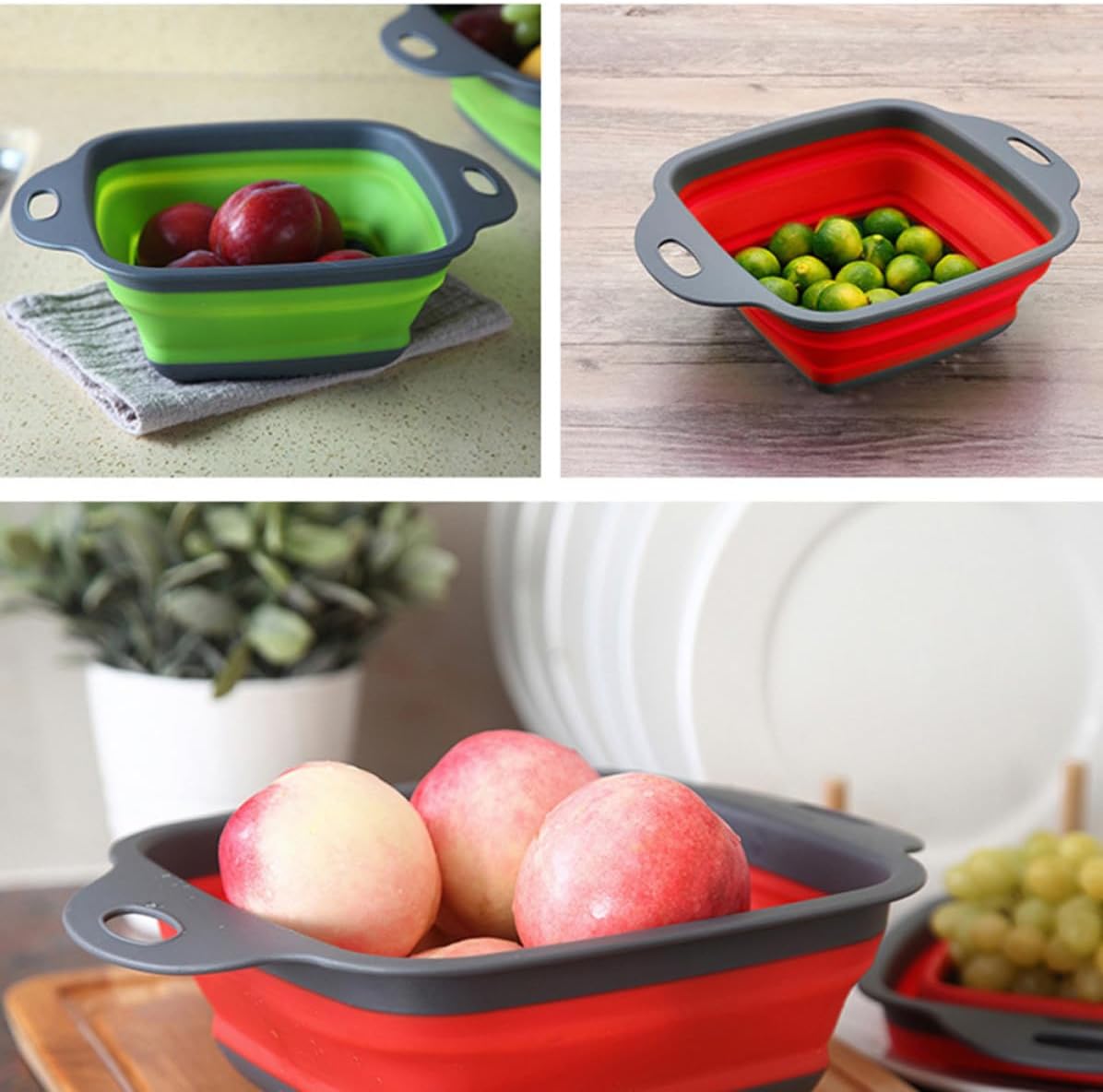 2-Piece Collapsible Draining Basket Set For Washing Fruits And Vegetables - Image 2