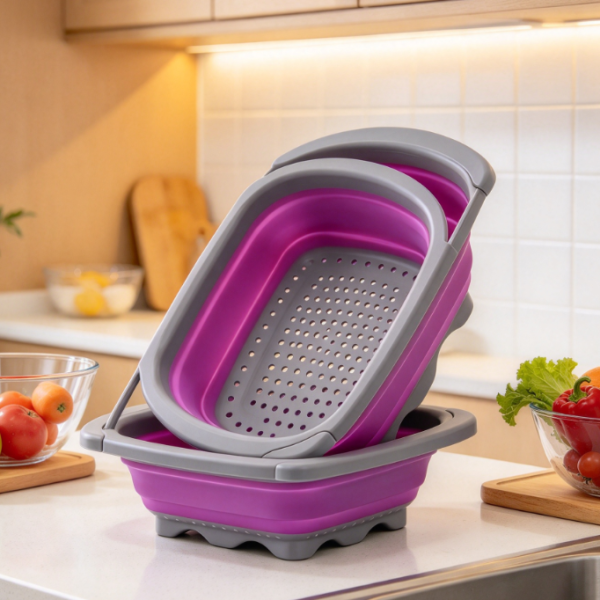 Collapsible Colander With Extendable Handles For Washing Fruits And Vegetables