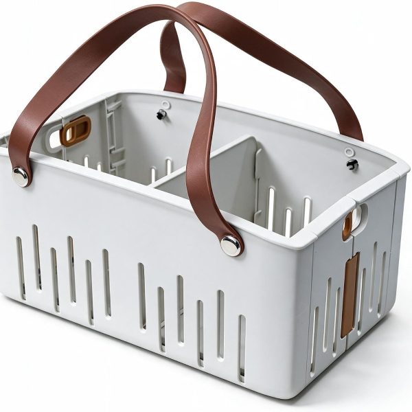 Collapsible Plastic Storage Basket With Drainage Holes And Handles