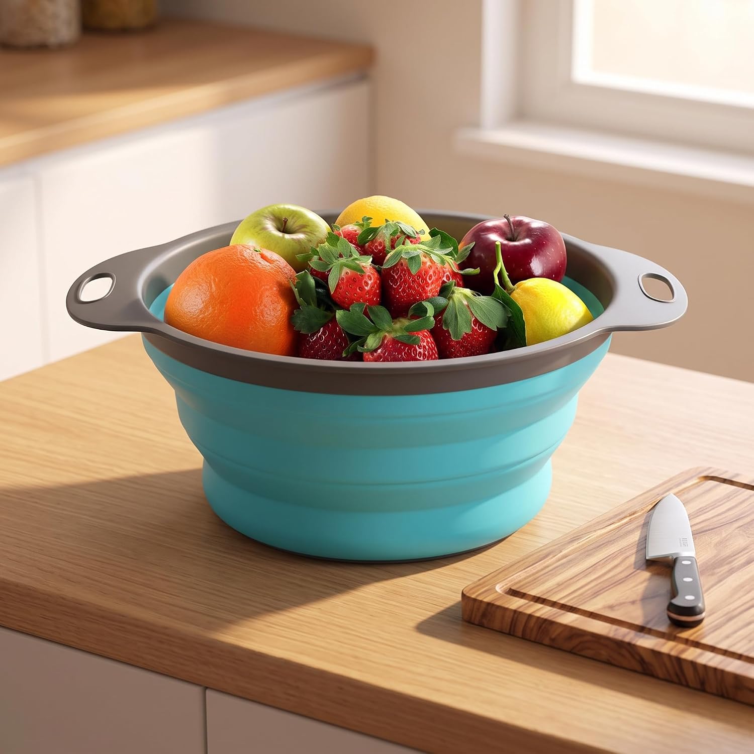 3-Piece Set Of Round, Collapsible Silicone Colanders - Image 2