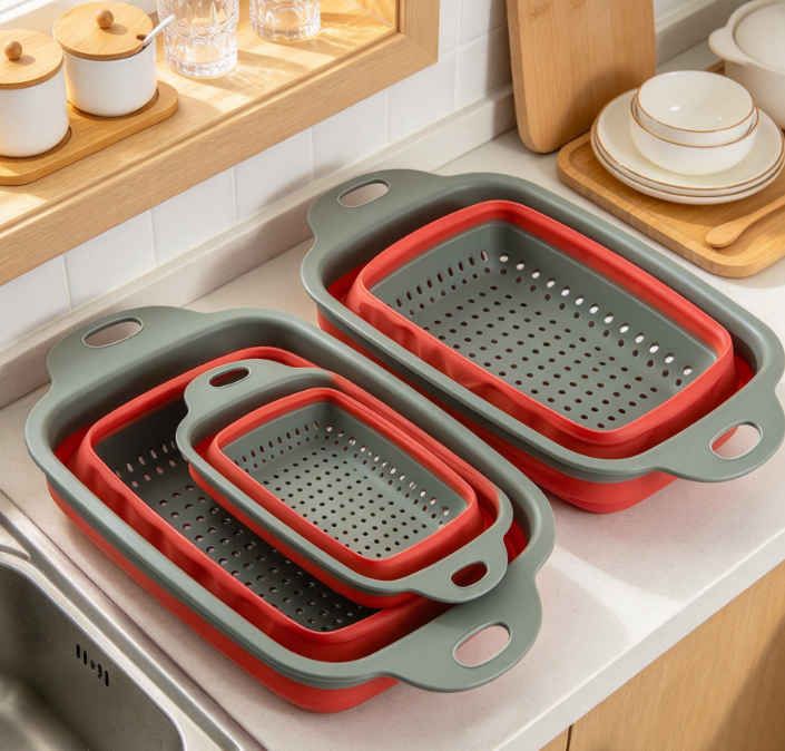 2-Piece Collapsible Square, Extendable Colander Set - Image 2