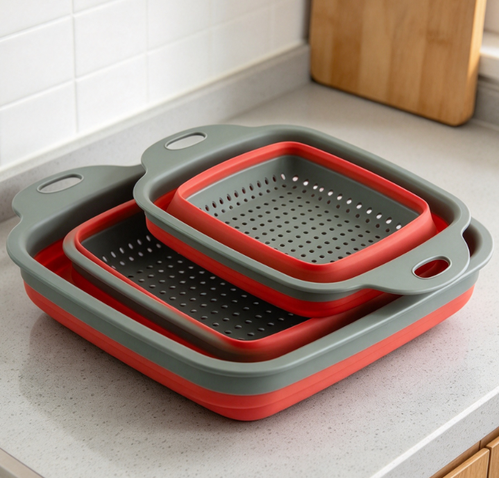 2-Piece Collapsible Square, Extendable Colander Set